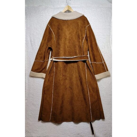 Cyrus Women’s Open Front Brown Coat  Inner Cream Fuzzy Size XL - Picture 3 of 9